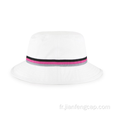 casquette seau blanche en sergé de coton à bande tissée